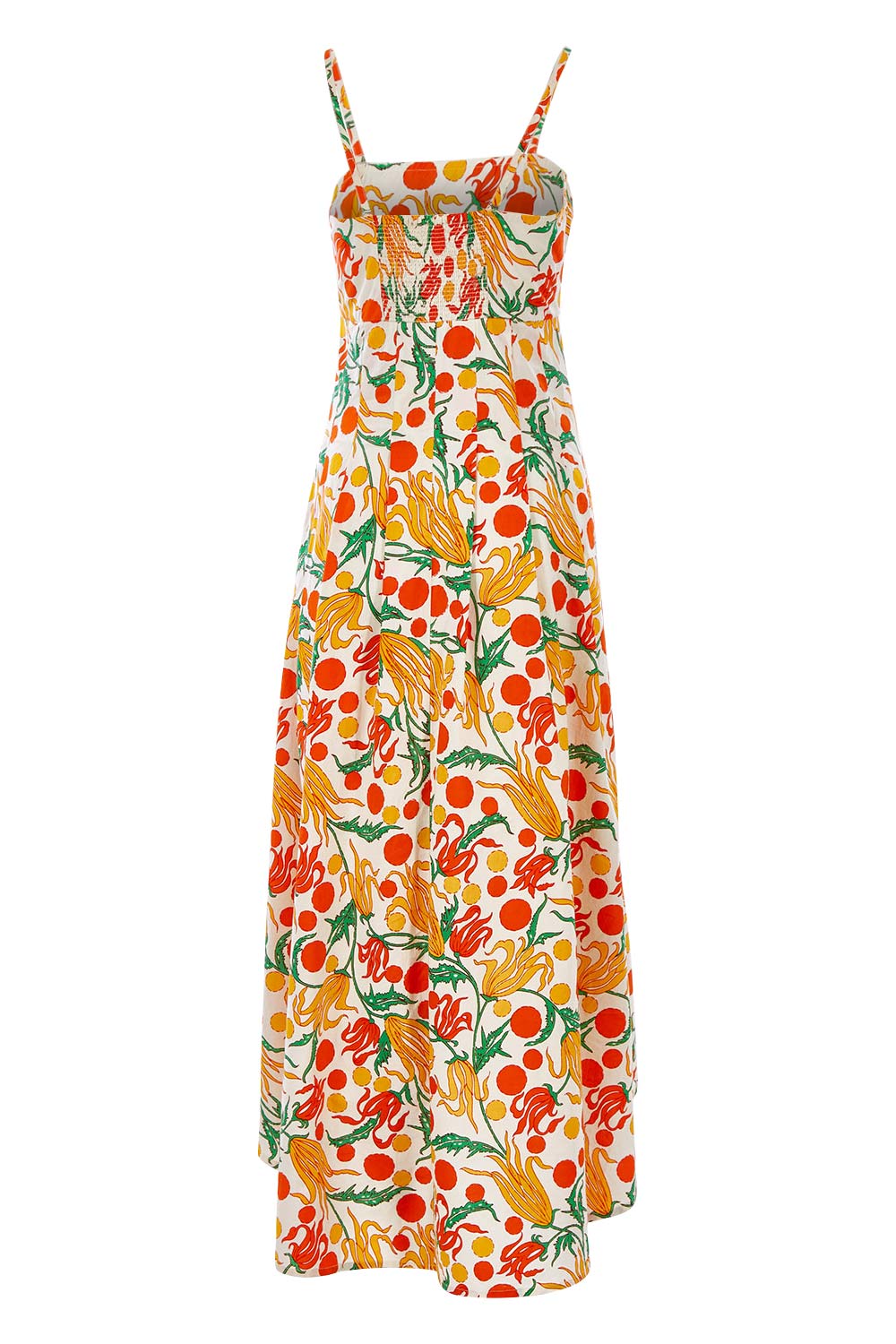 Product shot of the Dancing By Sunset Dress in colour Floralspot, from the back