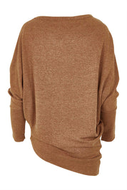 Product shot of the Snuggle Up Jumper in colour Coffee, from the back