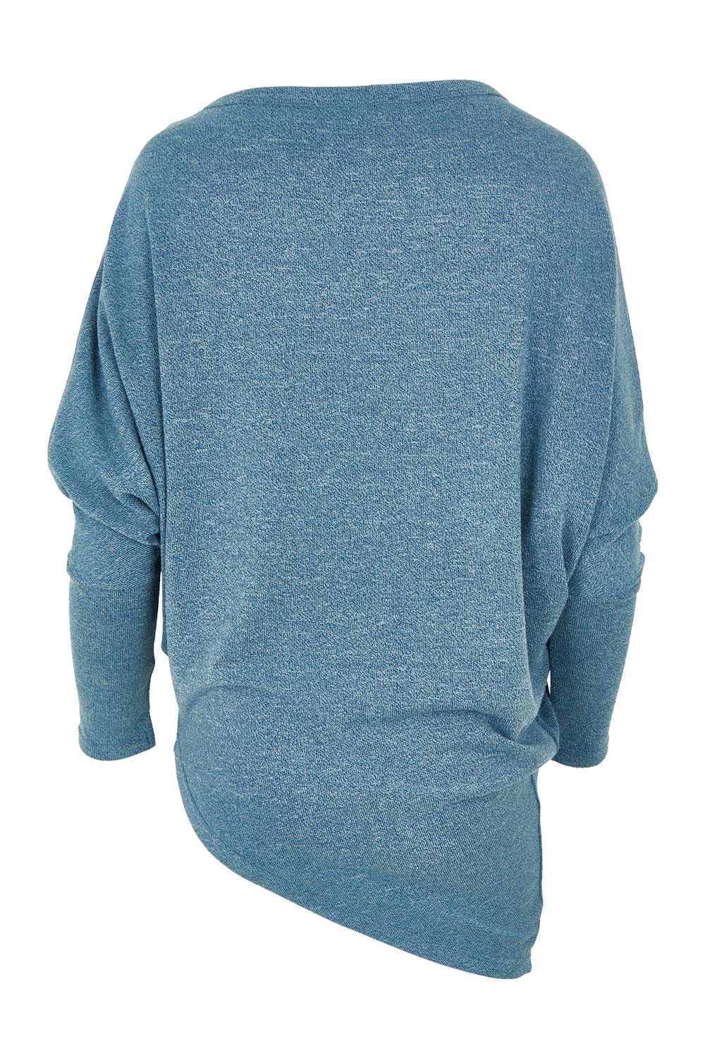 Product shot of the Snuggle Up Jumper in colour Denim (Blue), from the back