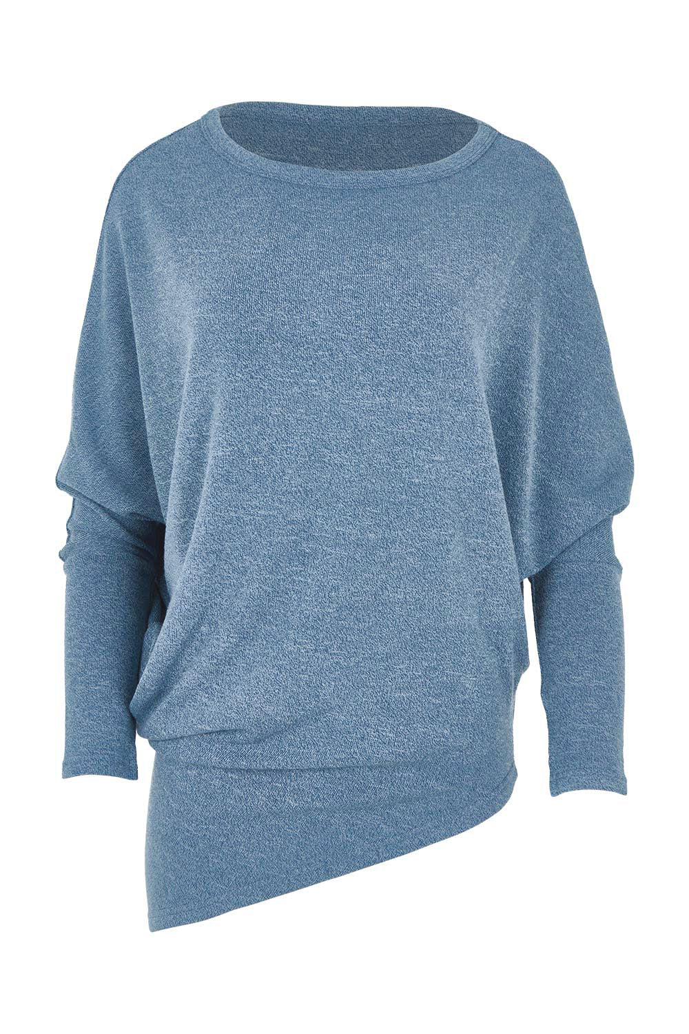 Product shot of the Snuggle Up Jumper - Denim in colour Denim, from the front