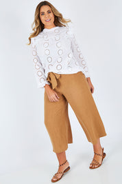 Model Fiona wearing size 16 of the I Fancy You Blouse in colour White (White), from the front, showing the whole outfit