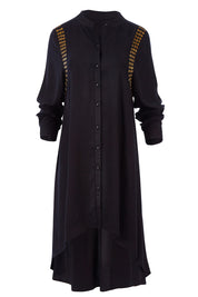 Product shot of the You At My Shoulder Tunic in colour Black (Black), from the front