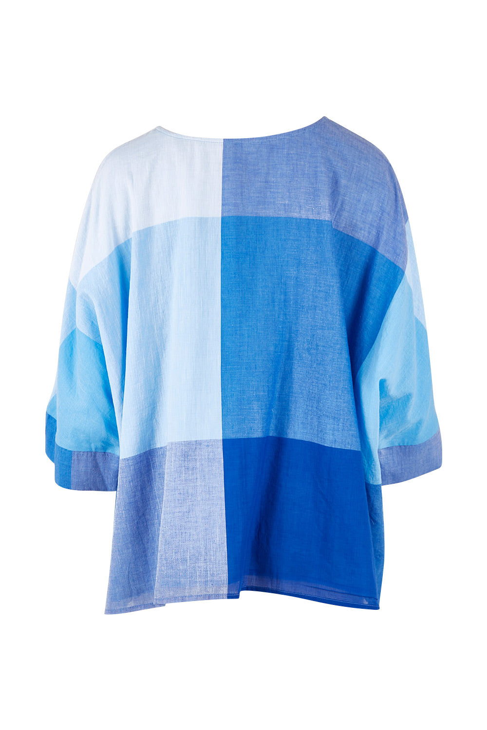 Product shot of the Joy And Laughter Slouch Top in colour Blues (Blue), from the back