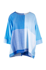 Product shot of the Joy And Laughter Slouch Top in colour Blues (Blue), from the front