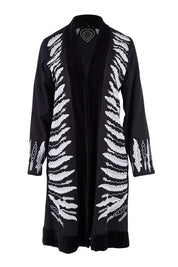 Product shot of the Flight Of The Feather Embroidered Jacket in colour Storm (Black), from the front