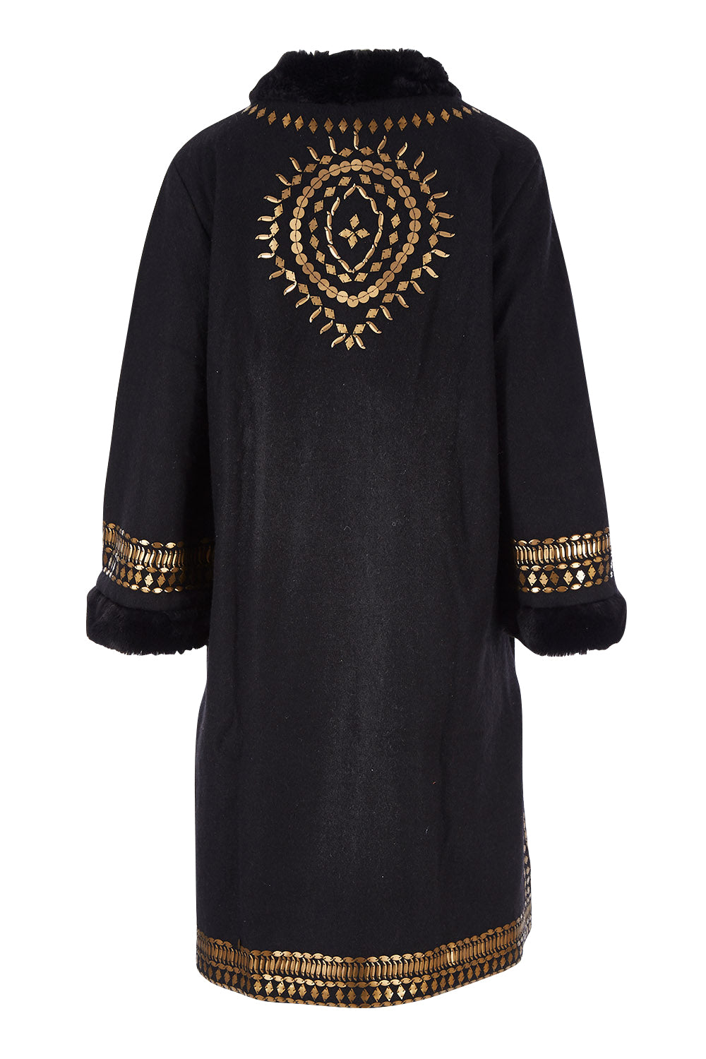 Product shot of the Warm My Heart Applique Jacket in colour Black (Black), from the back