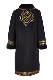 Product shot of the Warm My Heart Applique Jacket in colour Black (Black), from the back