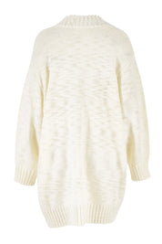 Product shot of the Mountain Dreaming Cardi in colour Cream (White), from the back