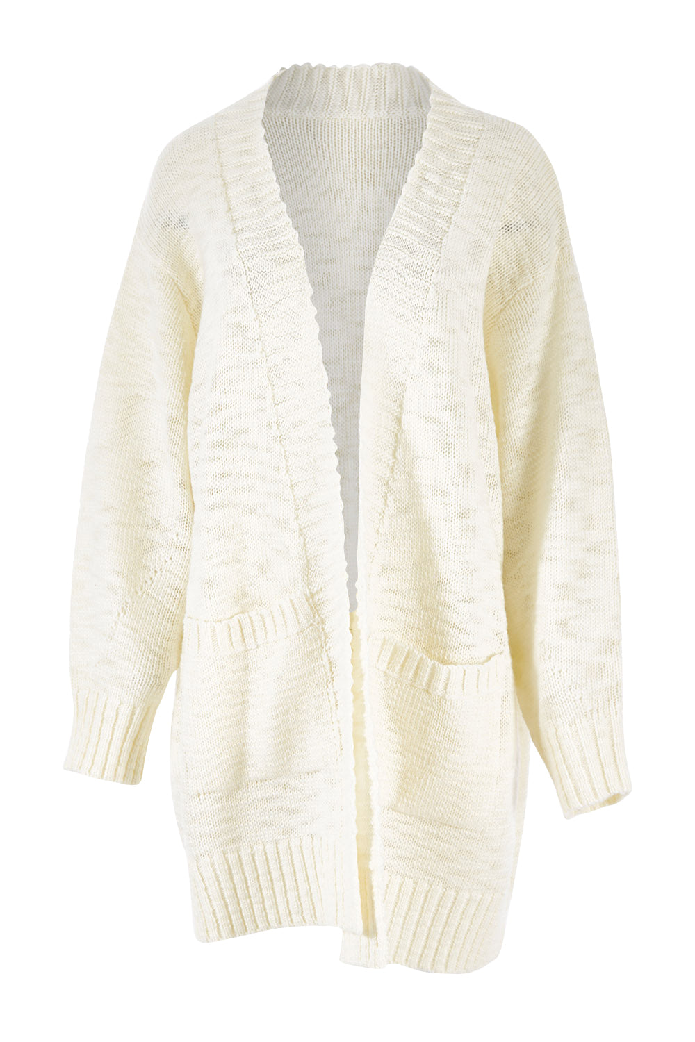 Product shot of the Mountain Dreaming Cardi in colour Cream (White), from the front