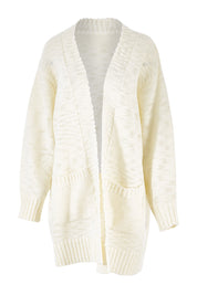 Product shot of the Mountain Dreaming Cardi in colour Cream (White), from the front