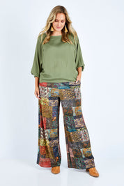 Preloved Story Teller Velour Wide Leg Pants - Patch