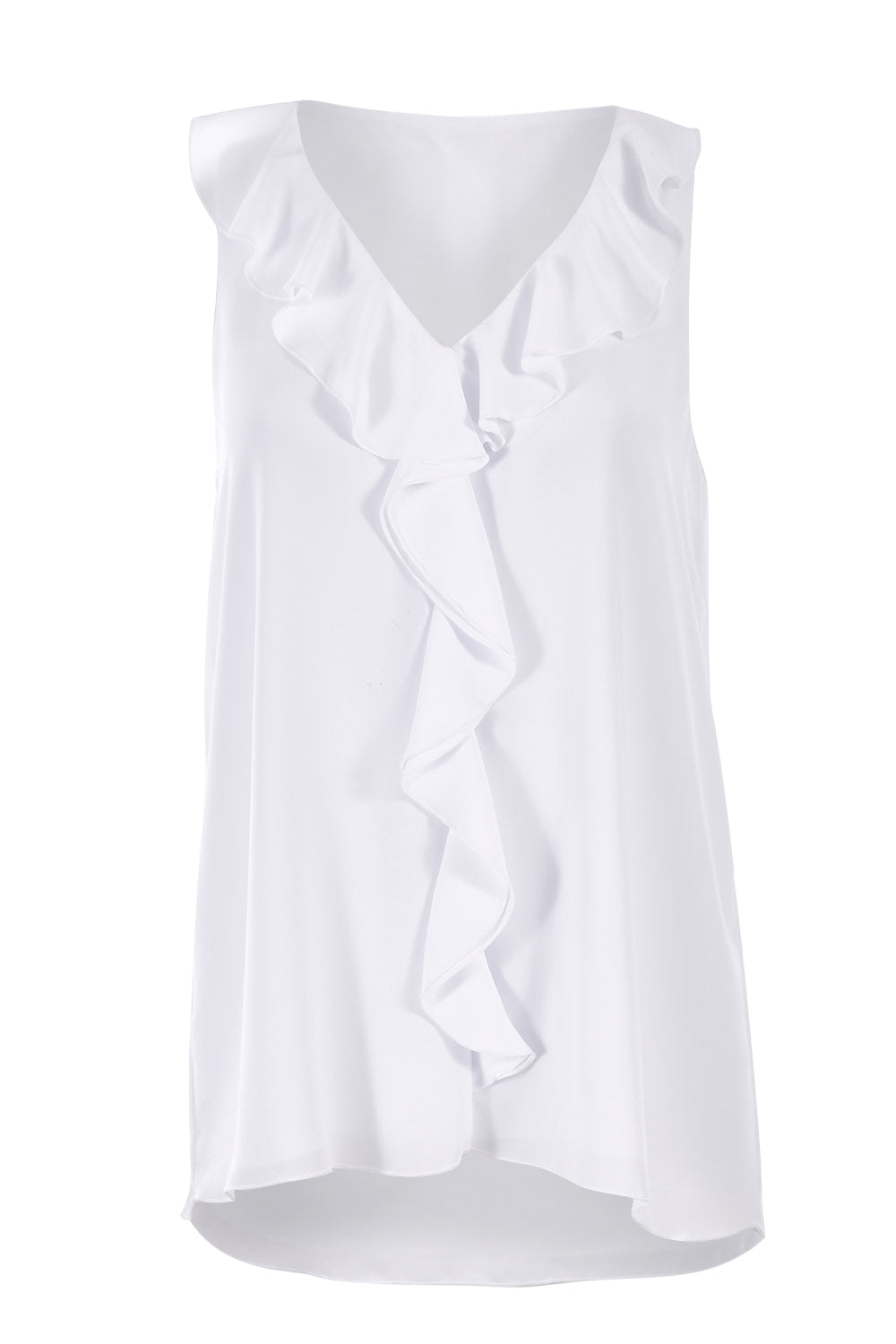 Product shot of the In Front Of Frills Top in colour White (White), from the front