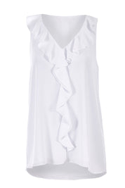 Product shot of the In Front Of Frills Top in colour White (White), from the front