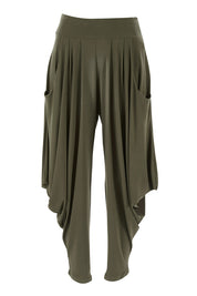 Product shot of The Wanderer In Me Travel Pant in colour Khaki (Green), from the front