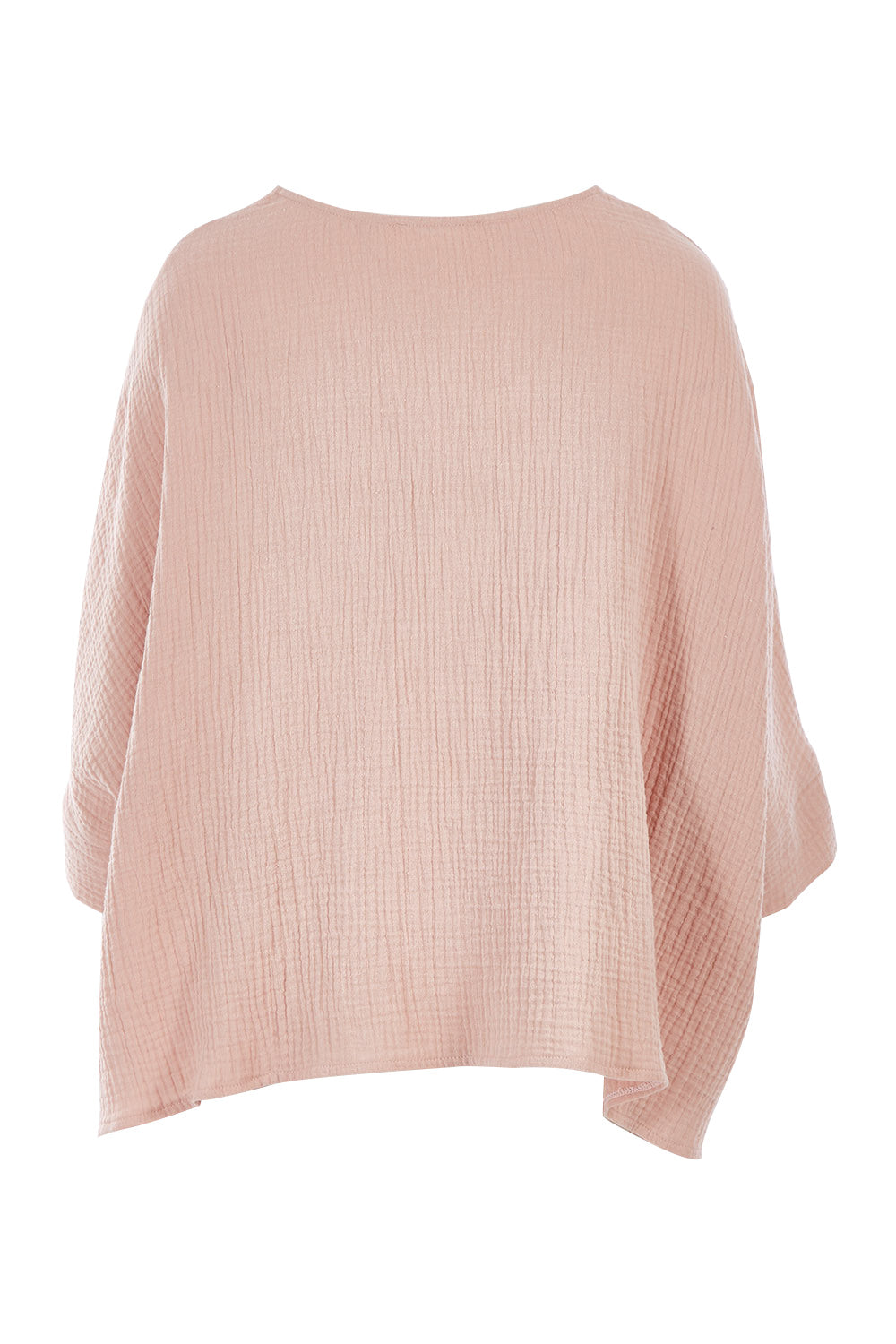Product shot of the Flow With Me Cotton Slouch Top in colour Petal (Pink), from the back