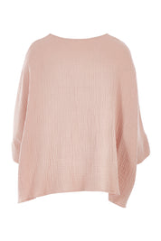Product shot of the Flow With Me Cotton Slouch Top in colour Petal (Pink), from the back