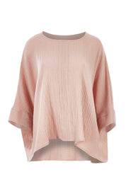 Product shot of the Flow With Me Cotton Slouch Top in colour Petal (Pink), from the front