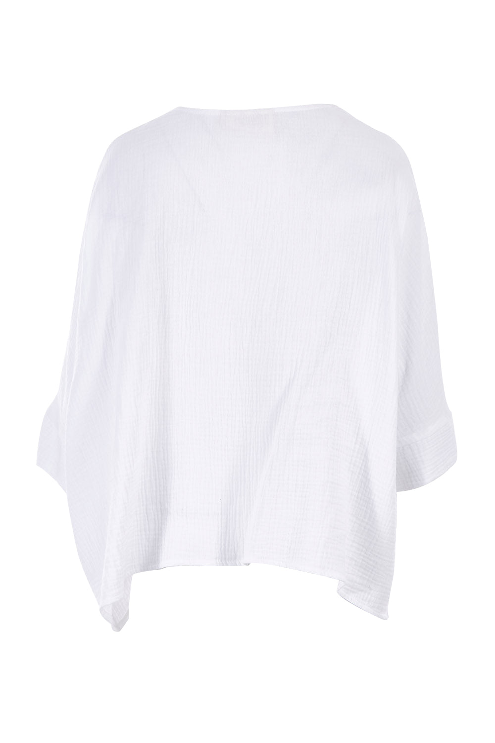 Product shot of the Flow With Me Cotton Slouch Top in colour White (White), from the back