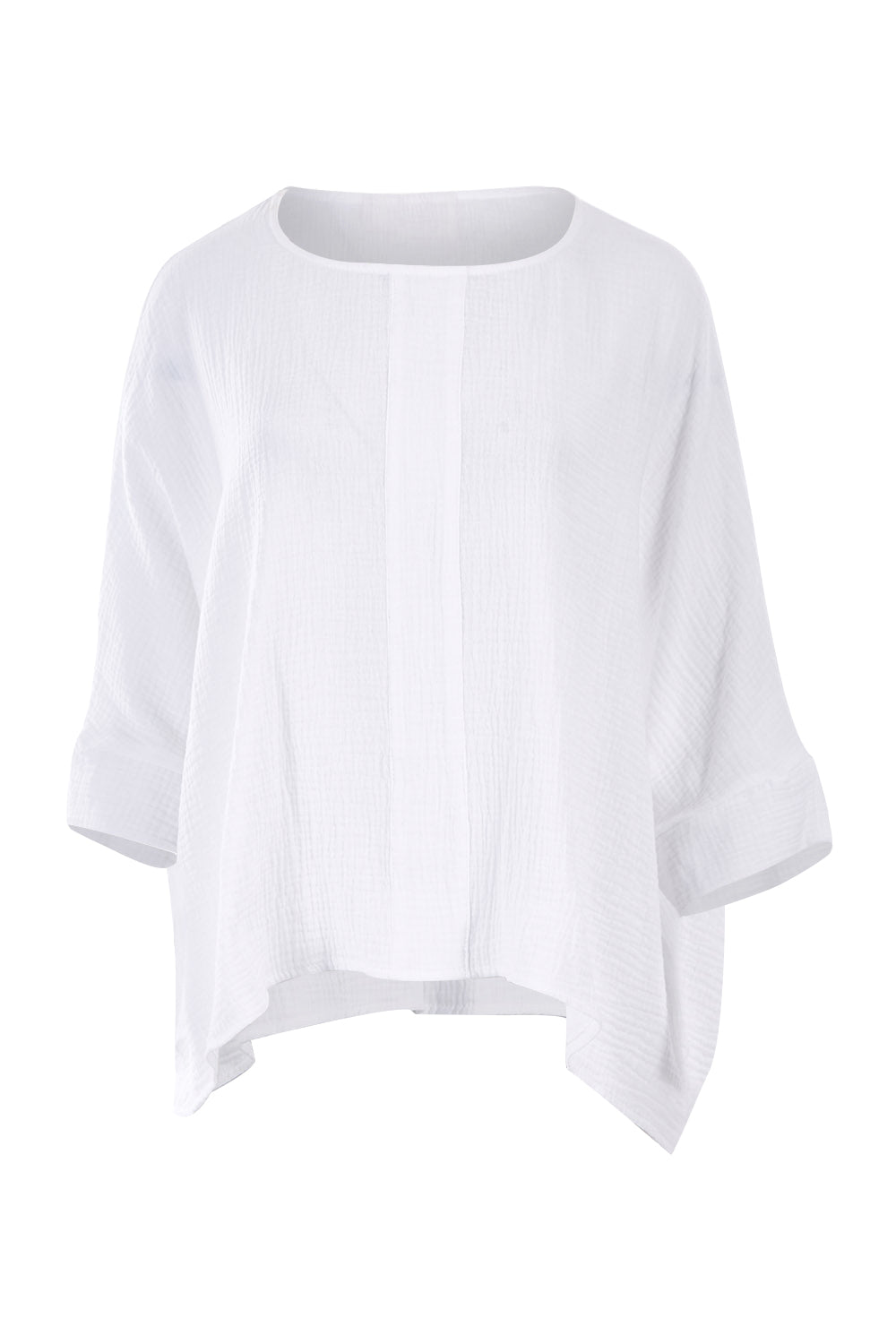 Product shot of the Flow With Me Cotton Slouch Top in colour White (White), from the front