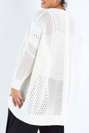 Model Sasha-Lee wearing size XL of the Nothing Better Than You Cotton Sweater in colour Milk (White), from the back
