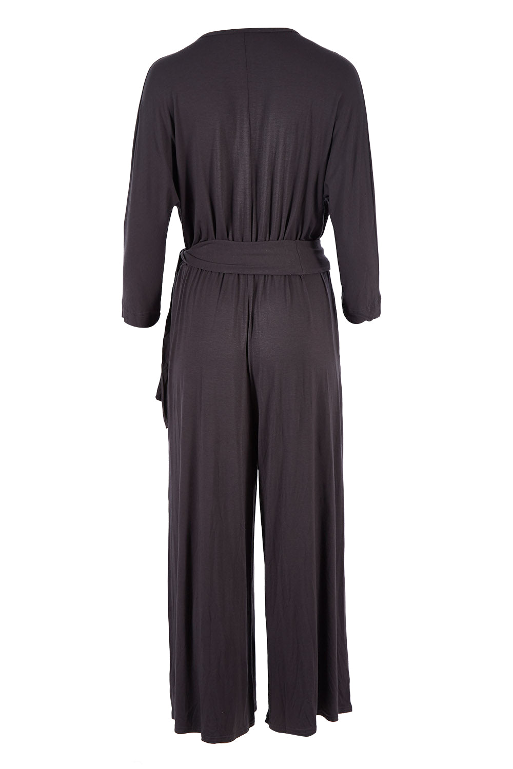 Product shot of the Stylish Comfort Bamboo Jumpsuit in colour Storm (Black), from the back