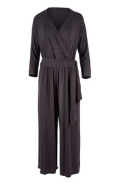 Product shot of the Stylish Comfort Bamboo Jumpsuit in colour Storm (Black), from the front