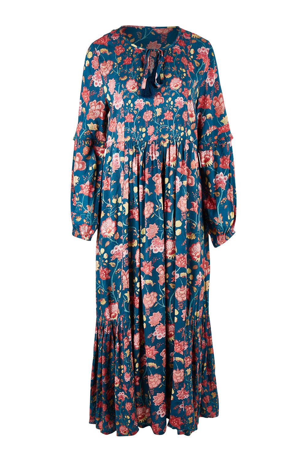 Product shot of the Its Better With You Dress in colour Tealfleur (Blue), from the front