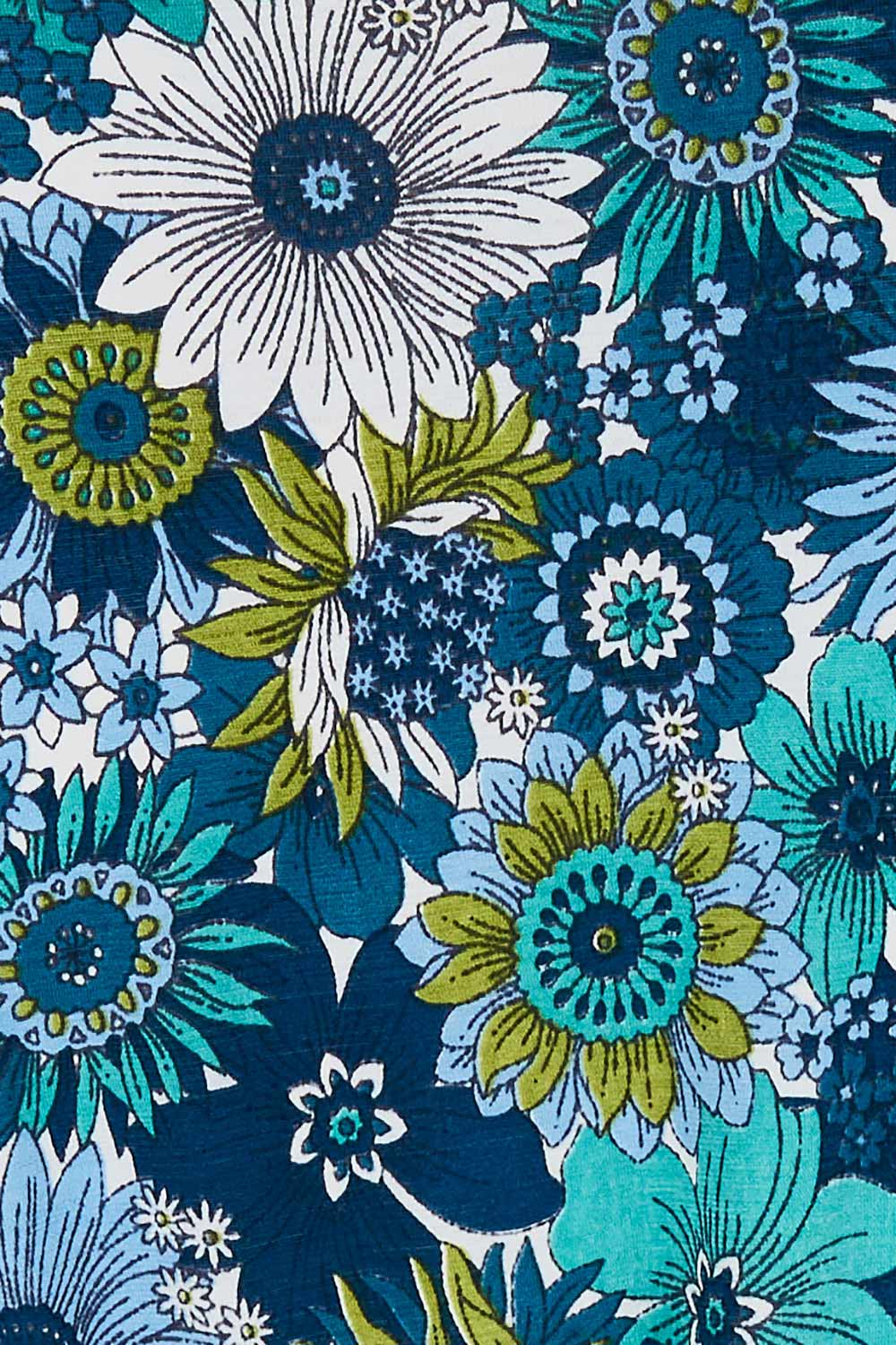 Product shot of the Life Is Beautiful Wrap Maxi Dress in colour Bluefleur (Blue), detail
