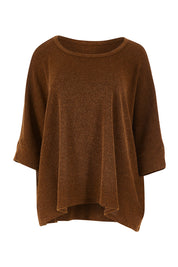 Product shot of the Flow With Me Slouch Knit Top in colour Bark, from the front