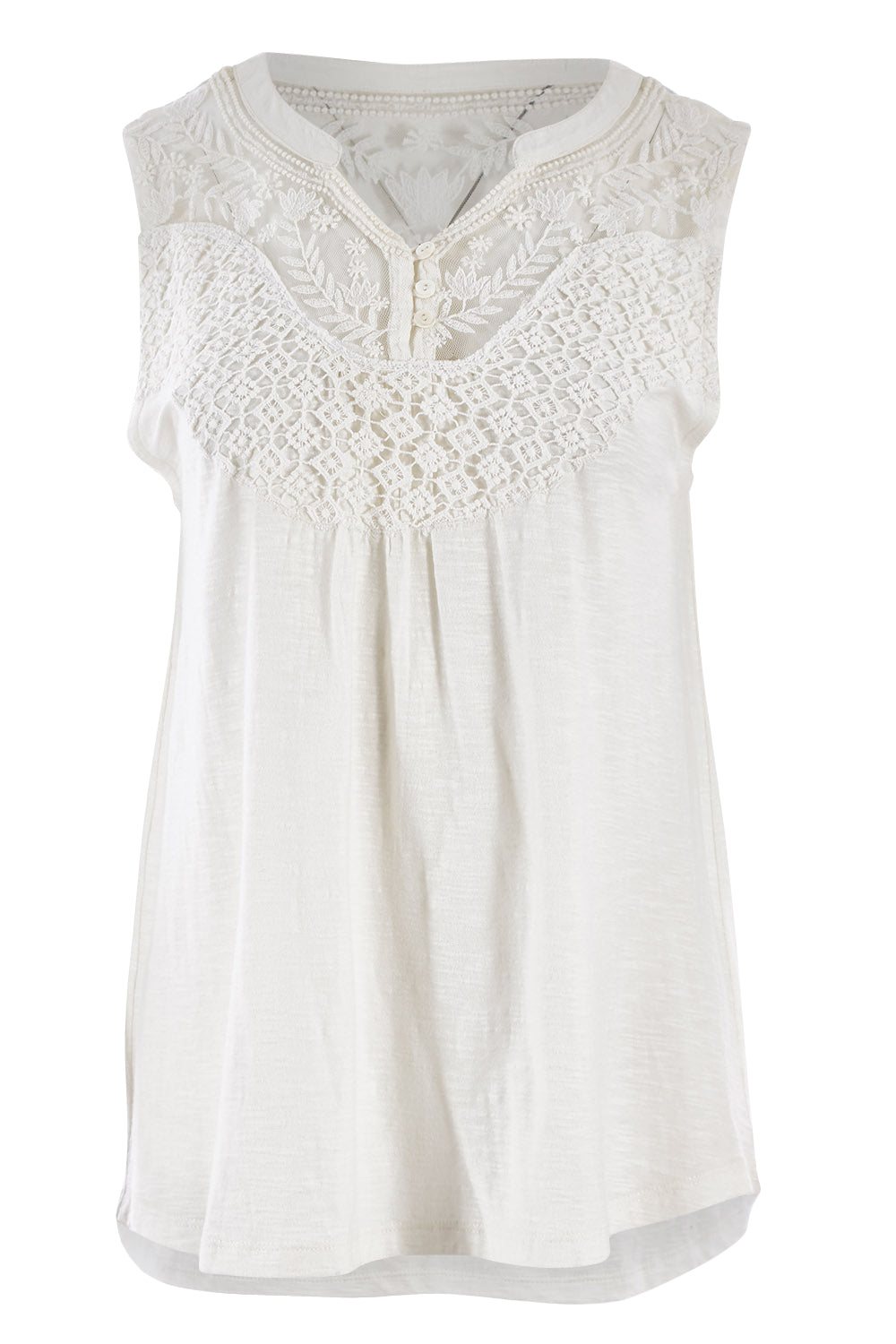 Product shot of the Summer Flower Tank in colour White (White), from the front