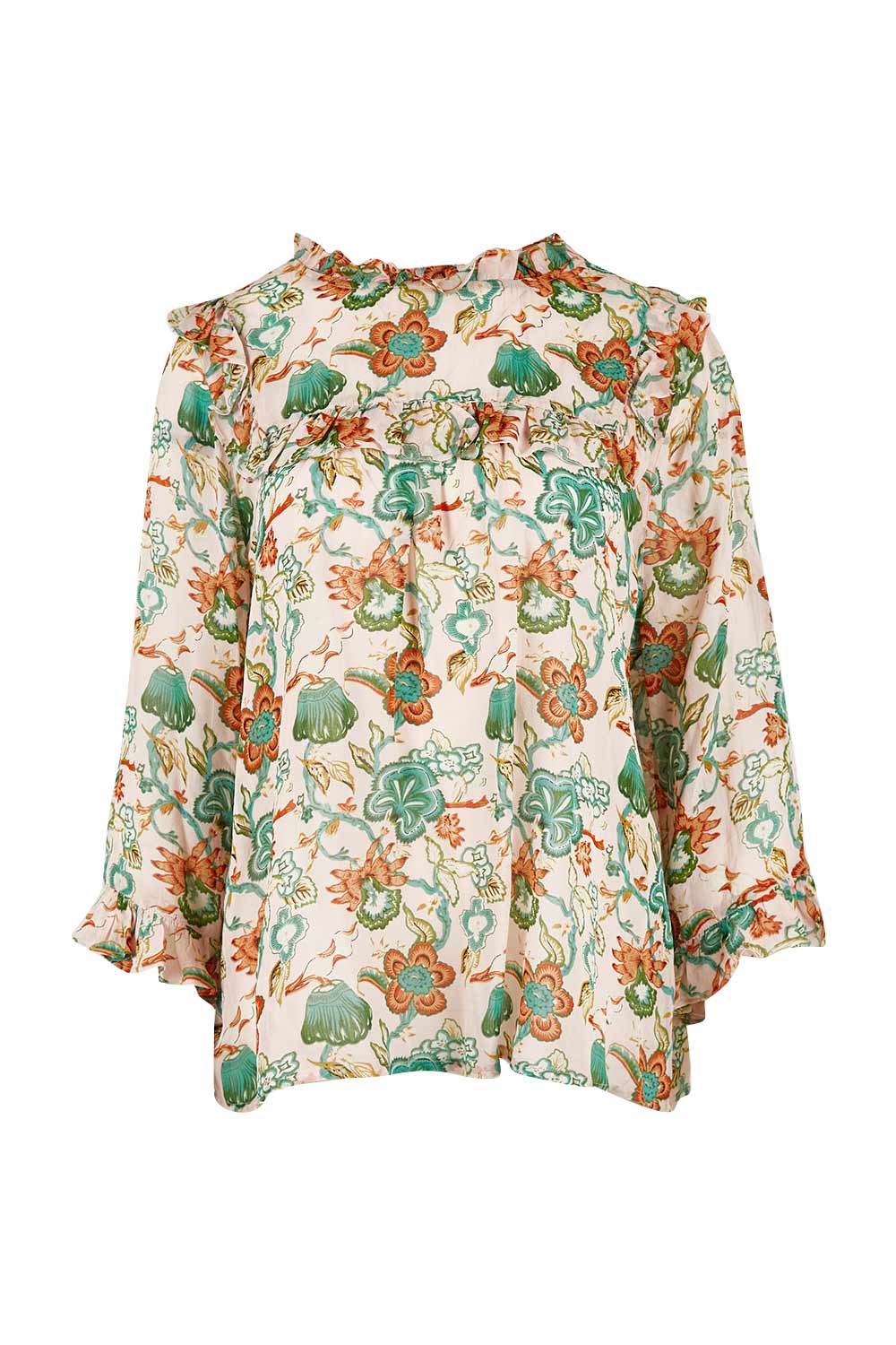 Product shot of the Meet Me At Midnight Blouse in colour Pastel (Pink), from the front