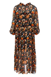 Product shot of the Meet Me At Midnight Dress in colour Blkfleur (Black), from the back