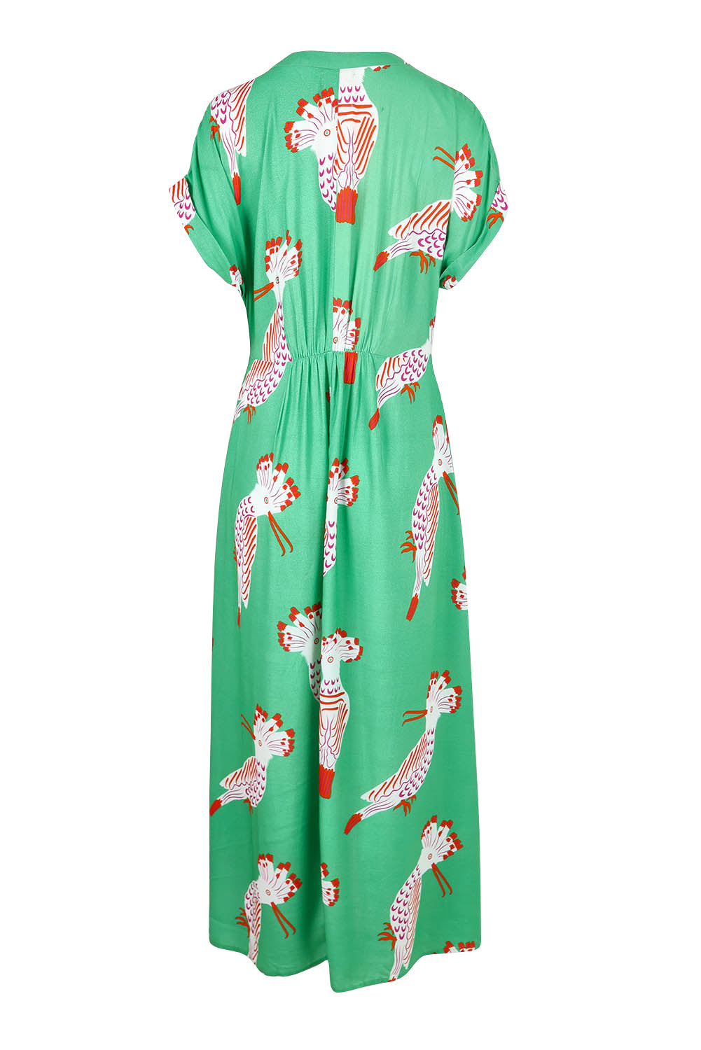 Product shot of the Wild Garden Maxi Dress in colour Emerald (Green), from the back