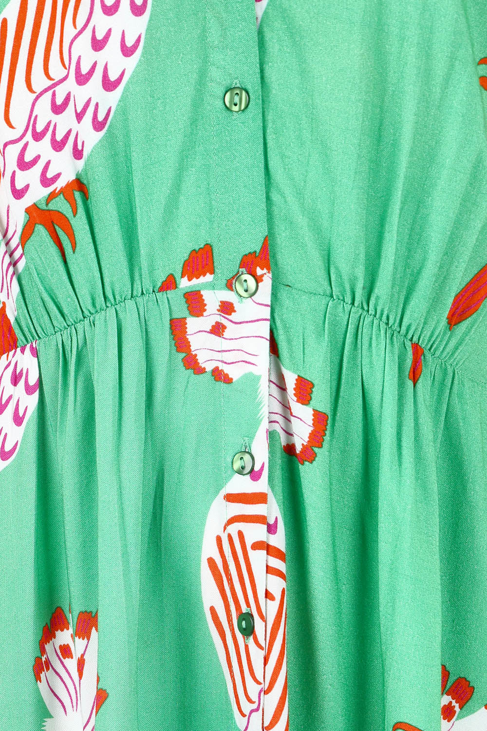 Product shot of the Wild Garden Maxi Dress in colour Emerald (Green), detail
