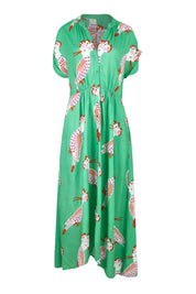 Product shot of the Wild Garden Maxi Dress in colour Emerald (Green), from the front