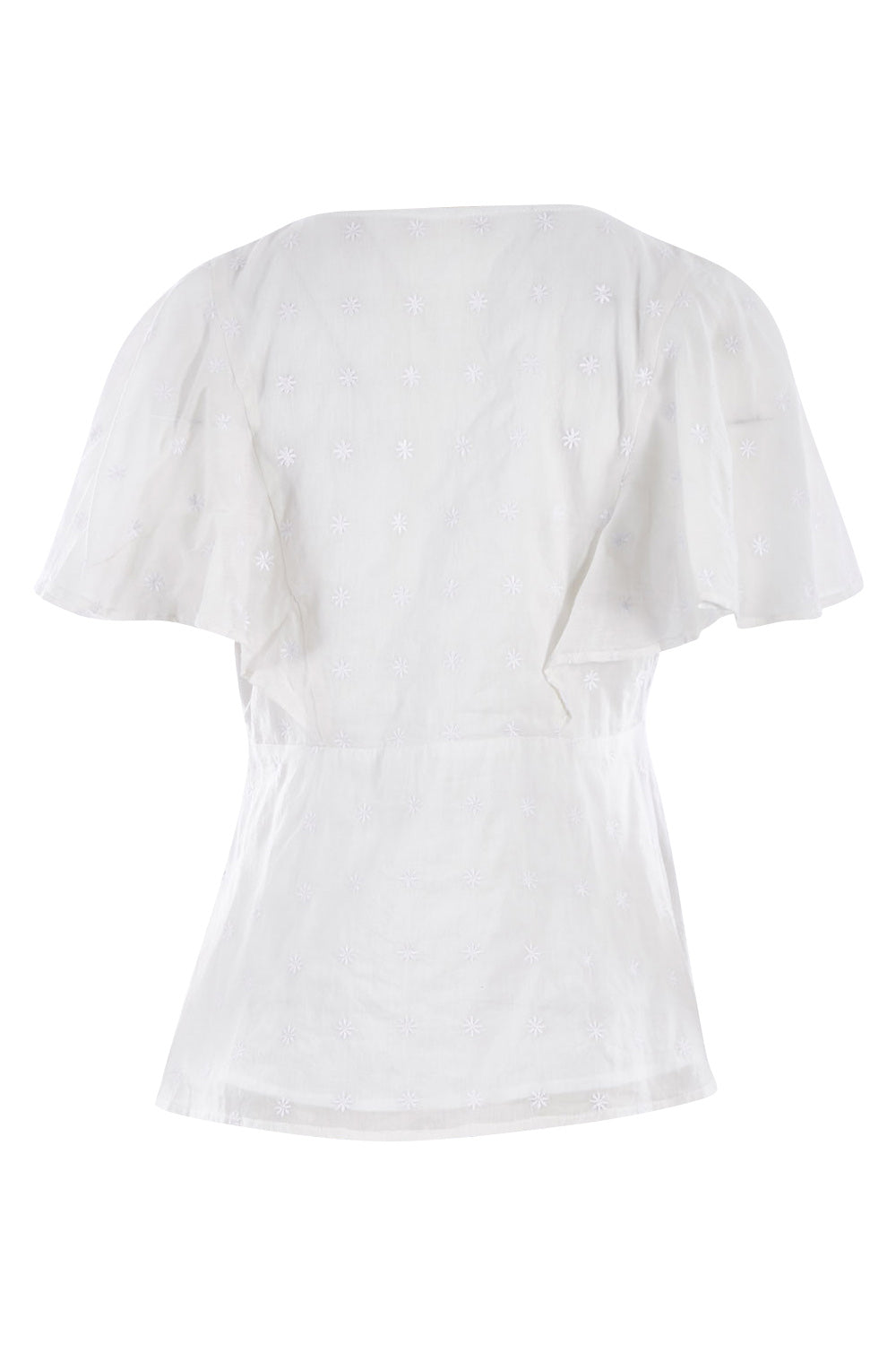 Product shot of the Wild Heart Embroidered Blouse in colour Milk (White), from the back