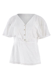 Product shot of the Wild Heart Embroidered Blouse in colour Milk (White), from the front