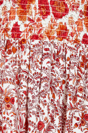 Product shot of the Tiers Of Joy Maxi Dress in colour Coralfleur, detail
