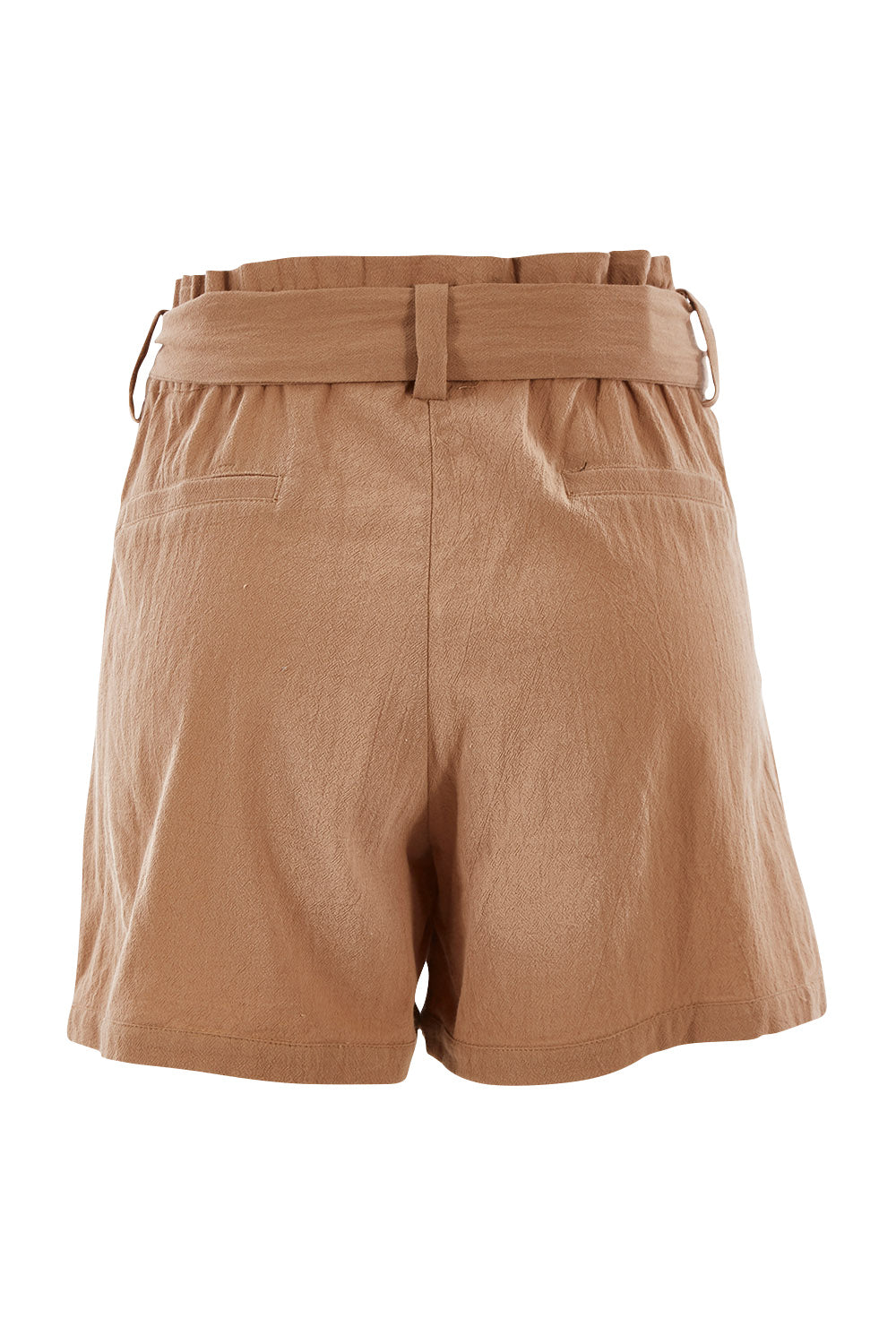 Product shot of the Cute As A Button Shorts in colour Camel, from the back