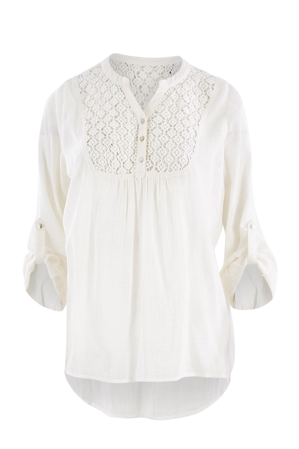 Product shot of the Old Time Romance Blouse in colour Antique (White), detail