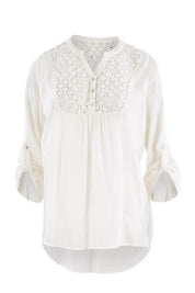 Product shot of the Old Time Romance Blouse in colour Antique (White), detail