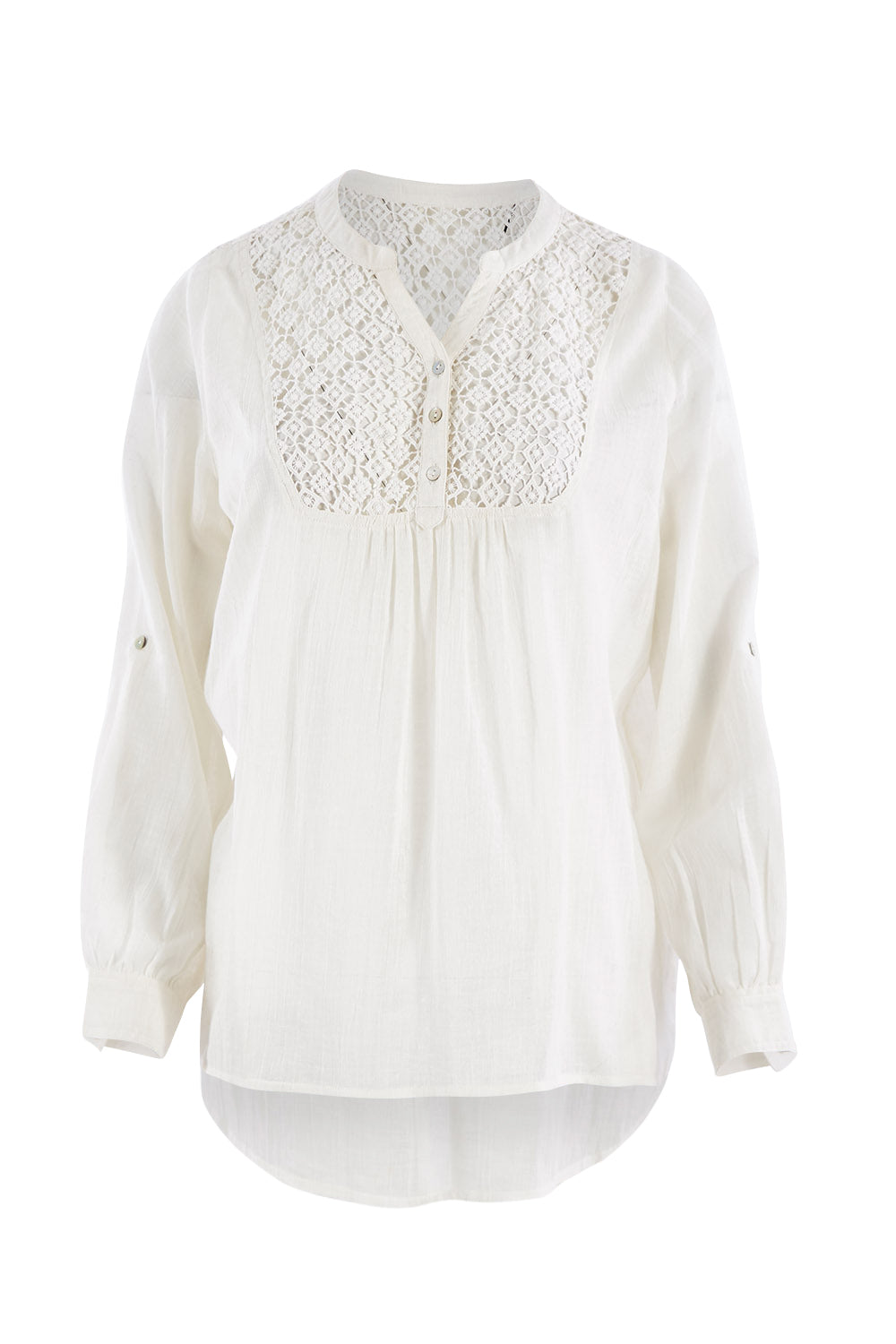 Product shot of the Old Time Romance Blouse in colour Antique (White), from the front