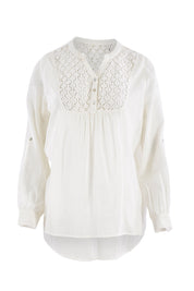 Product shot of the Old Time Romance Blouse in colour Antique (White), from the front