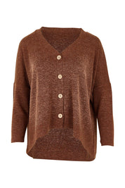 Product shot of the My Boyfriends Slouch Cardi in colour Chocolate, from the front