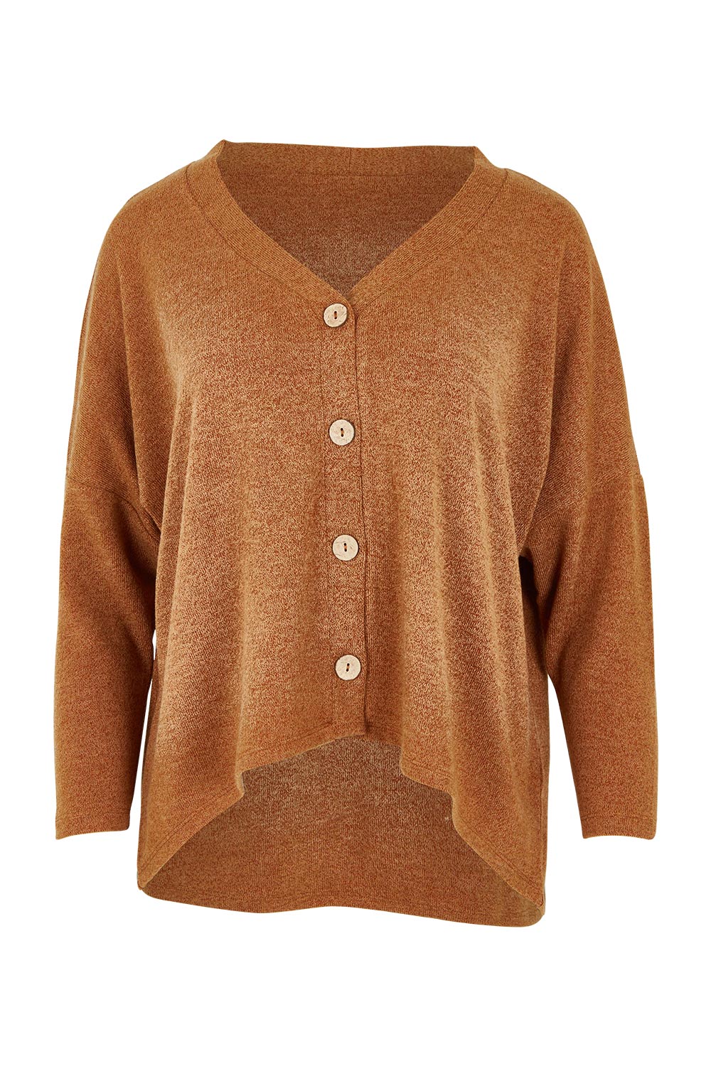 Product shot of the My Boyfriends Slouch Cardi in colour Coffee, from the front
