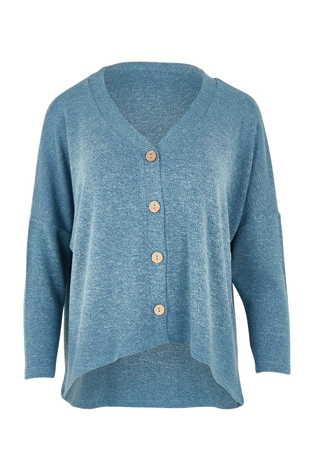 Product shot of the My Boyfriends Slouch Cardi in colour Denim (Blue), from the front
