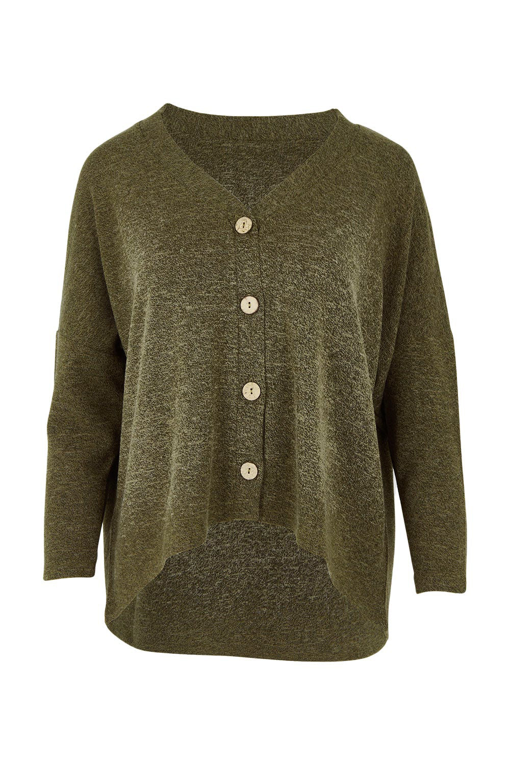 Product shot of the My Boyfriends Slouch Cardi in colour Gum (Green), from the front