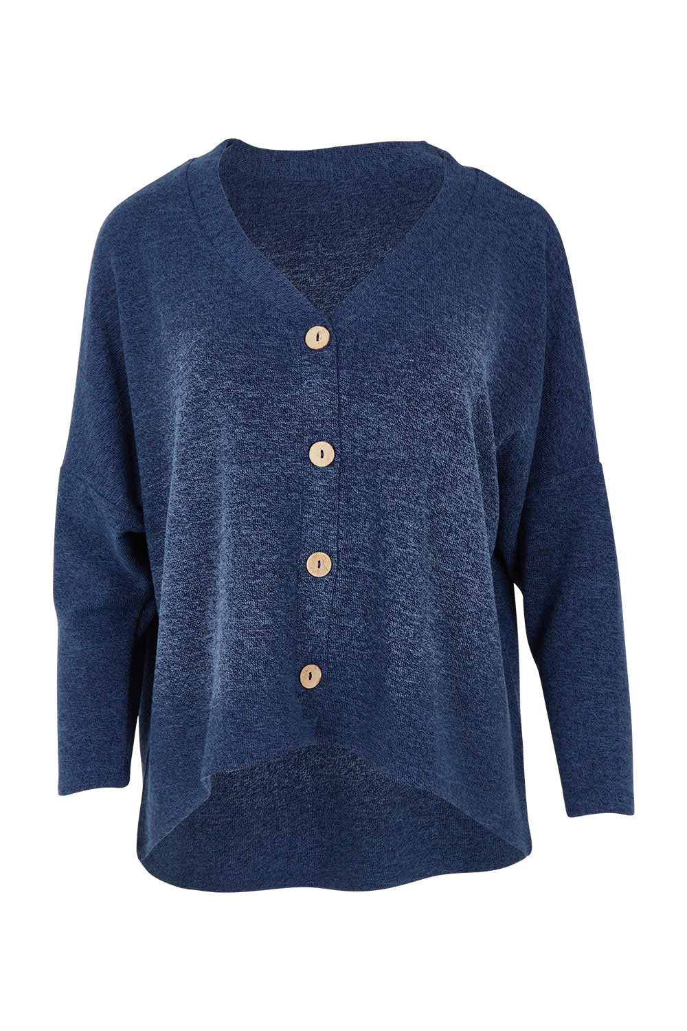 Product shot of the My Boyfriends Slouch Cardi in colour Indigo (Blue), from the front