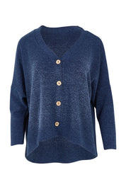 Product shot of the My Boyfriends Slouch Cardi in colour Indigo (Blue), from the front