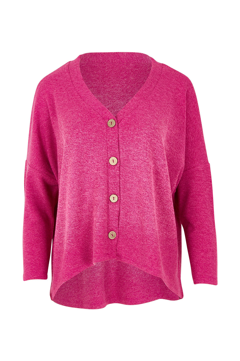 Product shot of the My Boyfriends Slouch Cardi in colour Magenta (Pink), from the front